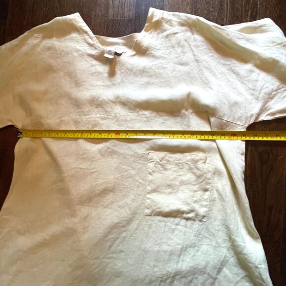 Match Point USA 100% Linen Pale Yellow Kimono Oversized Dress-Sz. L/XL - Picture 8 of 11